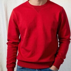 JCP Sweatshirt Mens Size Large Red 100% Cotton Crew Neck Basic Casual Preppy